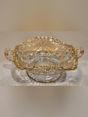 Vintage Cambridge Glass Wildflower Candy Or Bon Bon Dish